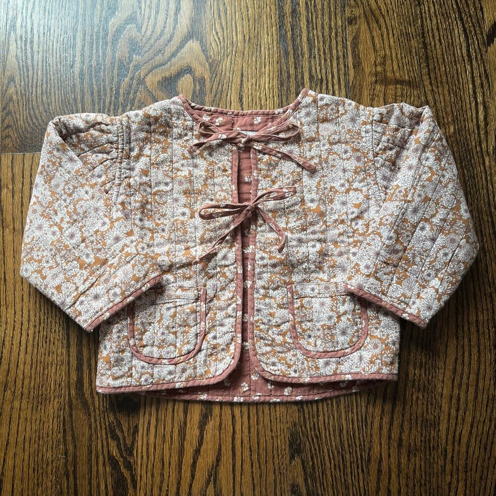 Bebe Organics Flora Quilted Jacket in Vintage Daisies (24M)